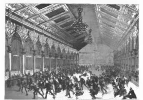 The Interior of a Roller Skating Rink in the 1870s.  (Source:  Scientific American Supplement - February 24, 1877)